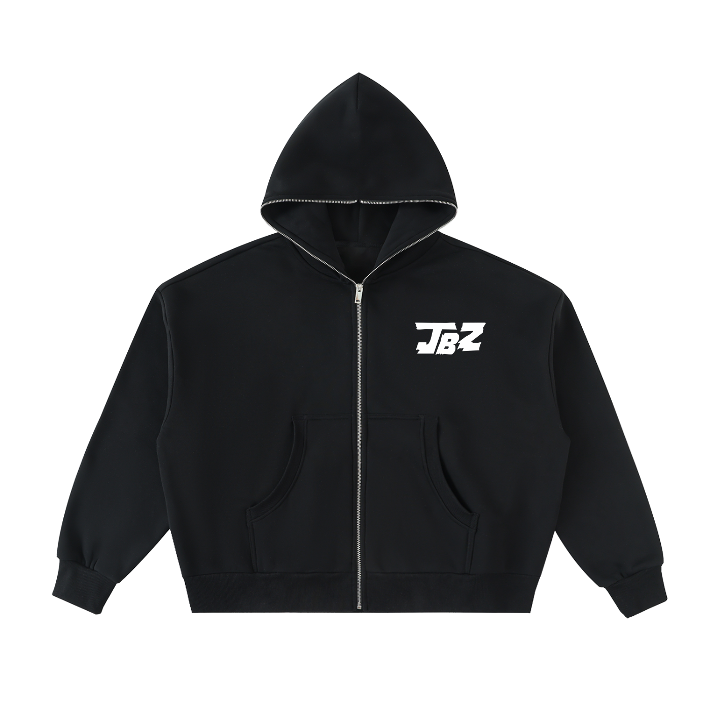 JBZ Fleeced Full-Zip Boxy Hoodie