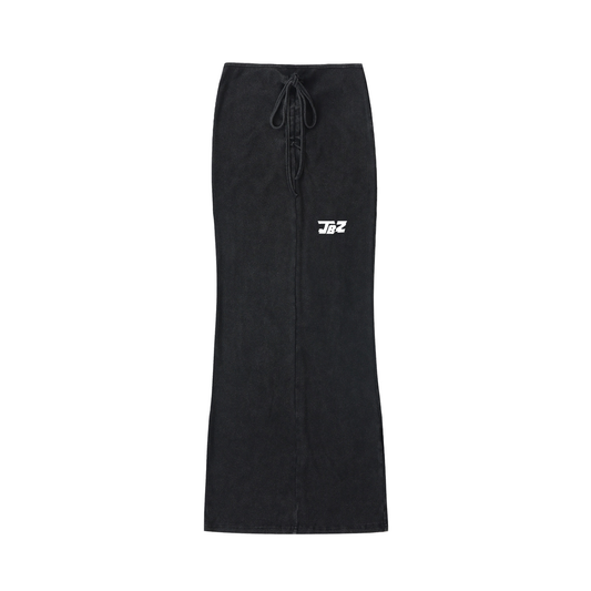 Dyed Washed Drawstring Maxi Skirt