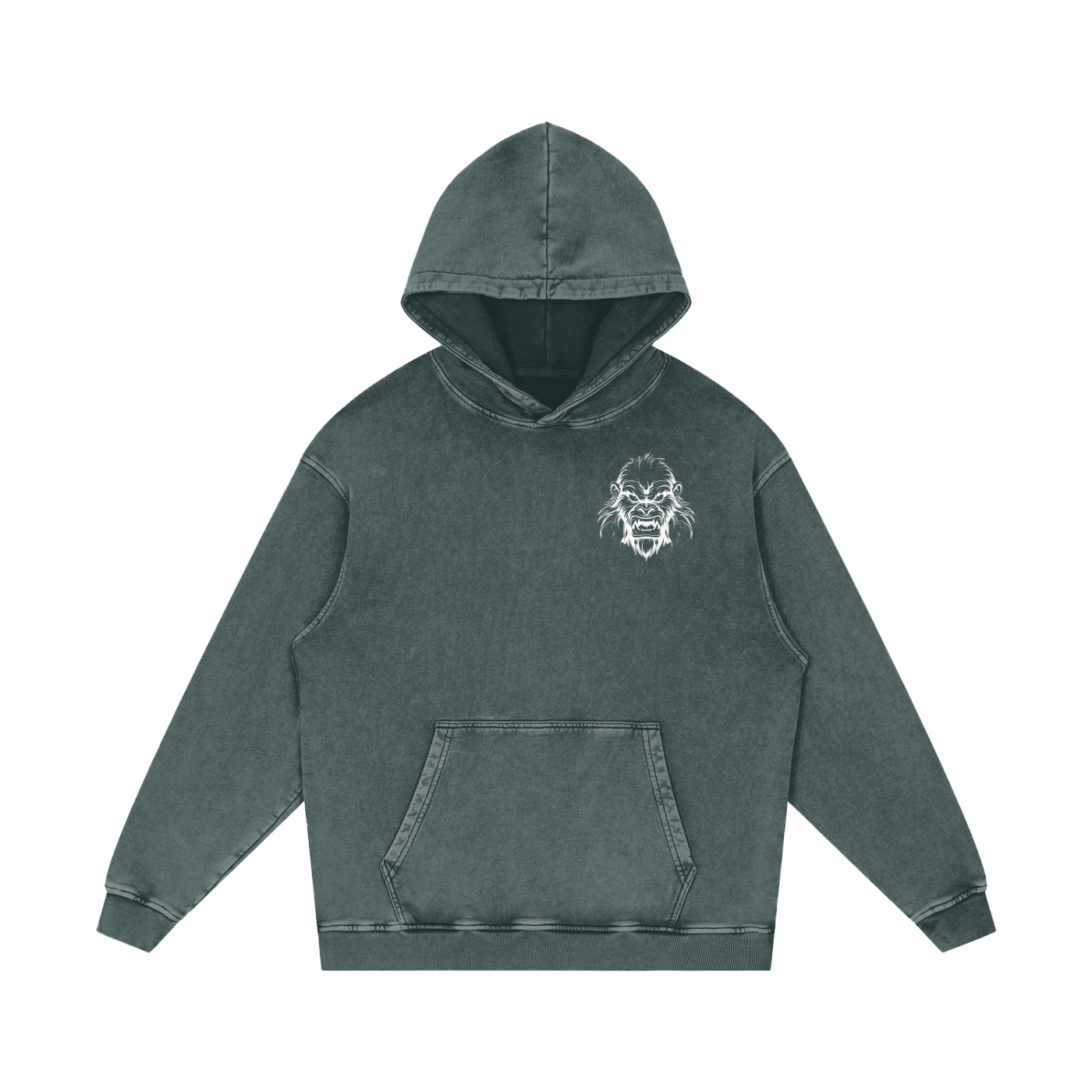 JBZ White Print Acid Wash Oversize Hoodie