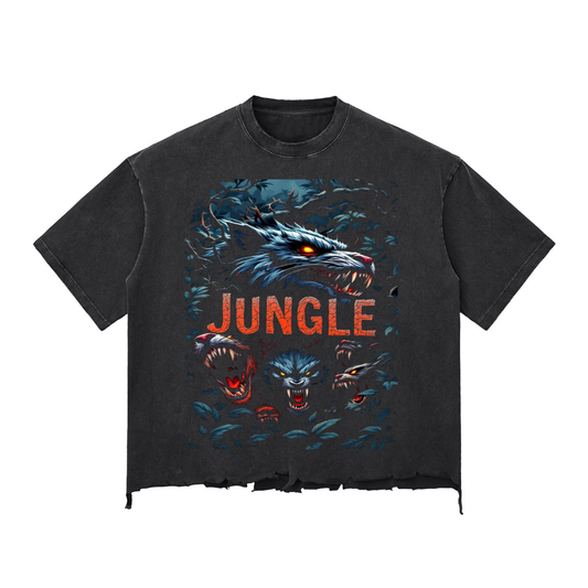 JUNGLE Snow Wash Raw-Hem Boxy T-shirt