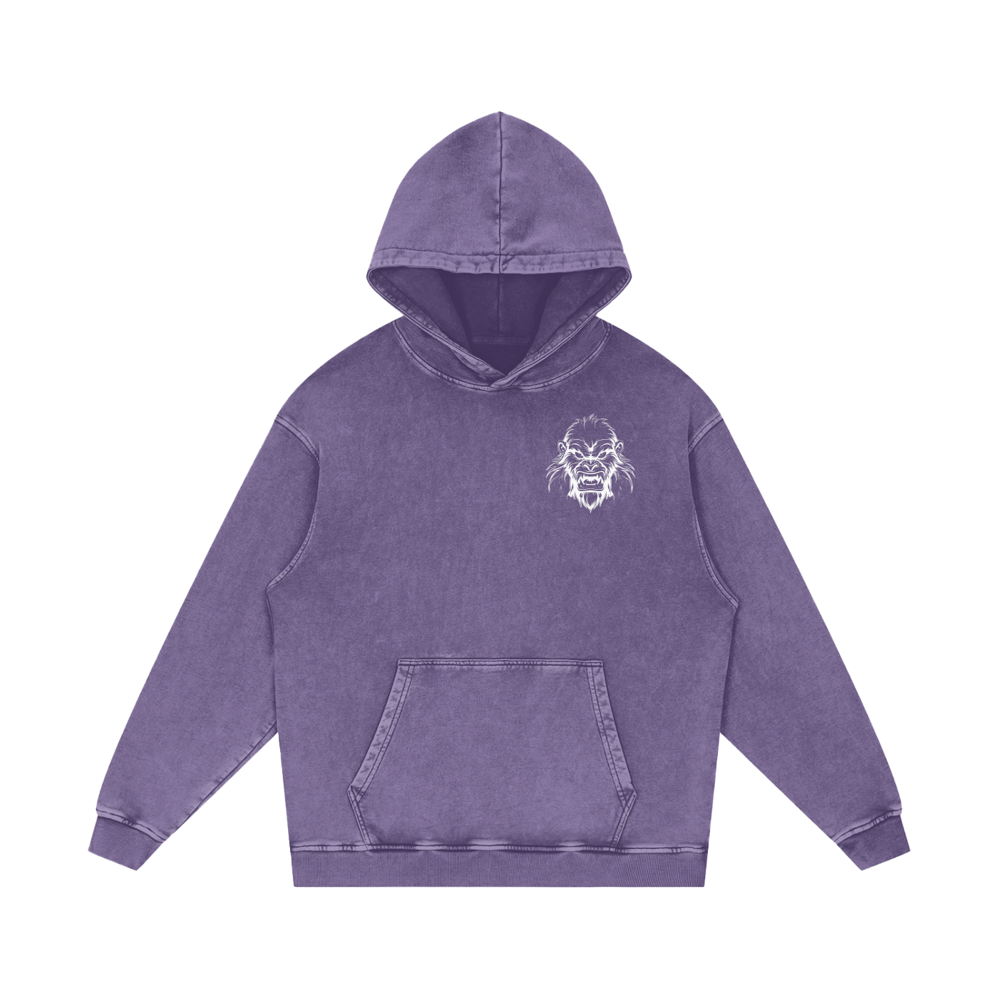 JBZ White Print Acid Wash Oversize Hoodie
