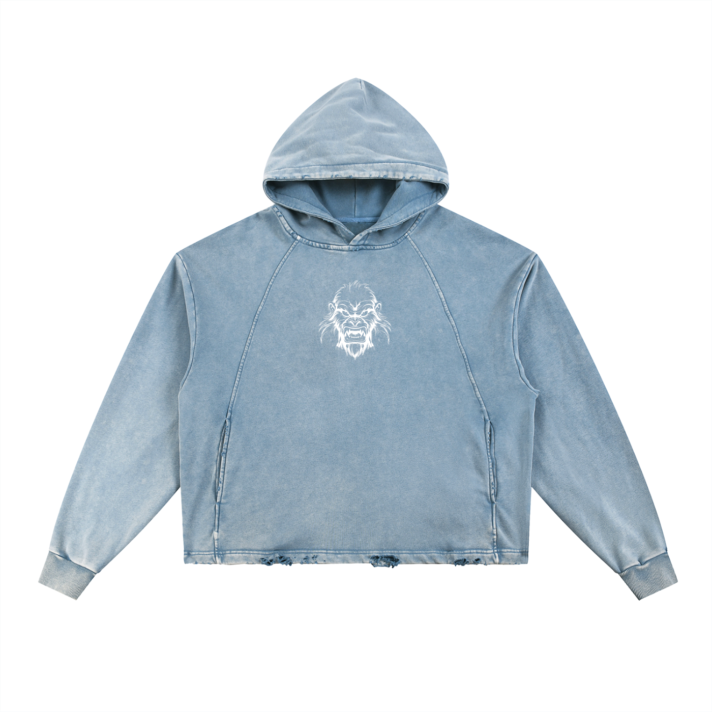 Vintage Washed Frayed-Hem Hoodie