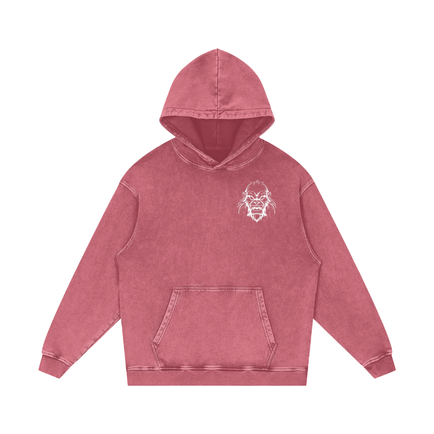 JBZ White Print Acid Wash Oversize Hoodie