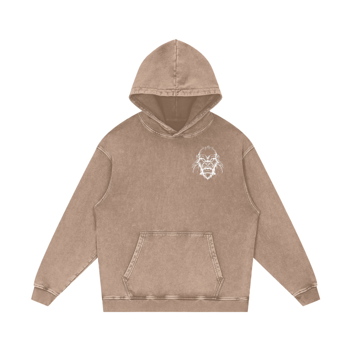 JBZ White Print Acid Wash Oversize Hoodie