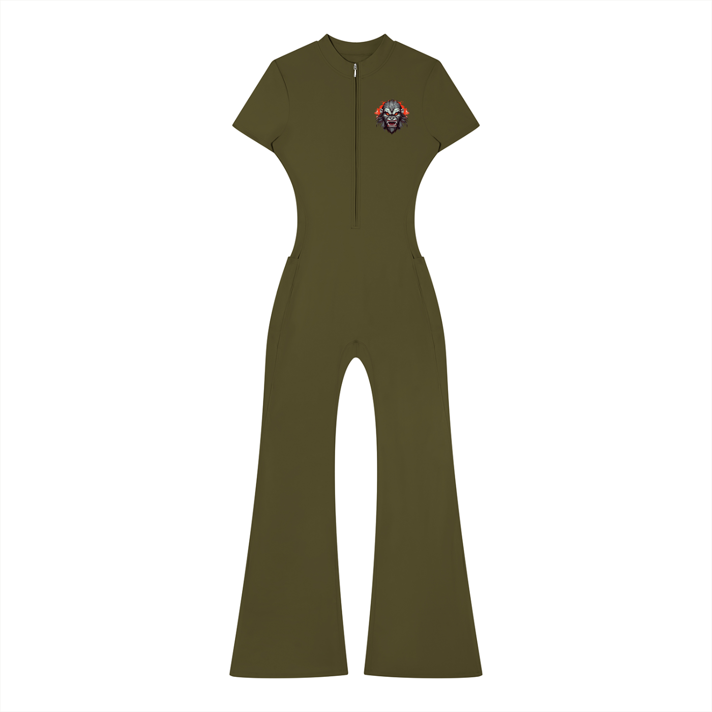 JGZ Women’s Tight Flared Leg Quarter-Zip Jumpsuit