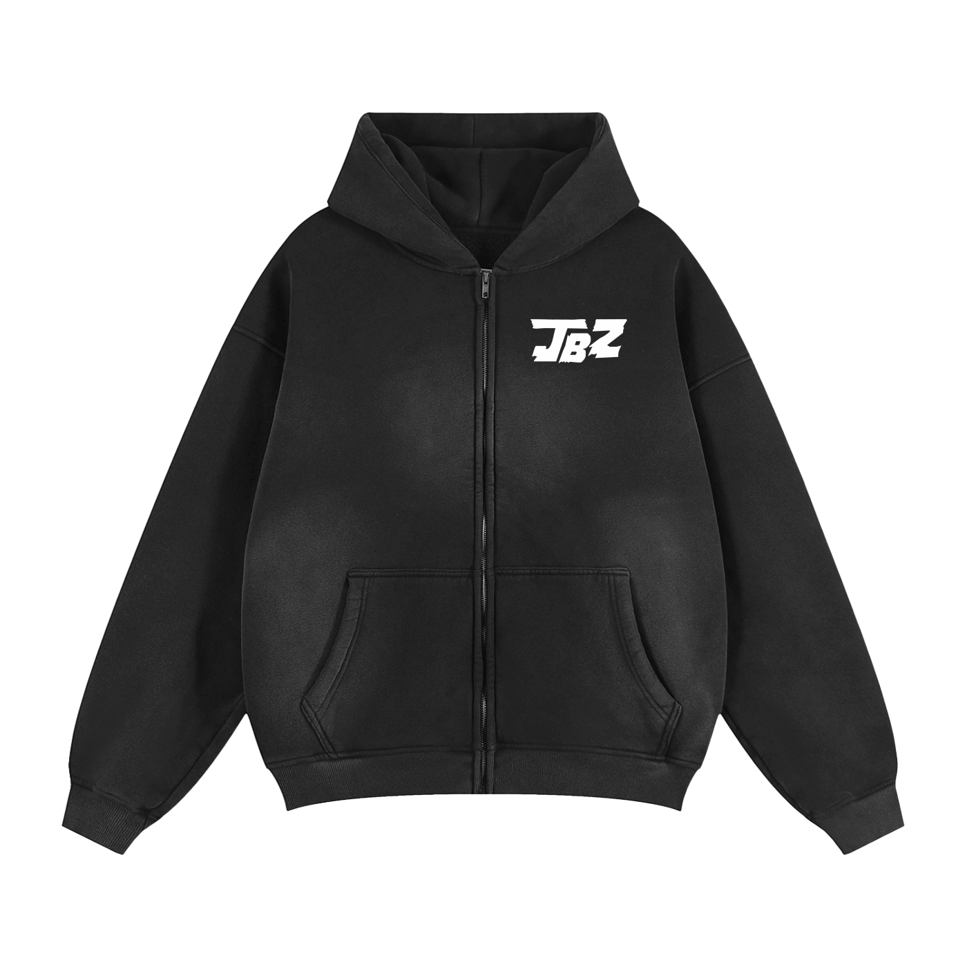 JBZ Fade  Two-way Zipper Boxy Fleece Hoodie
