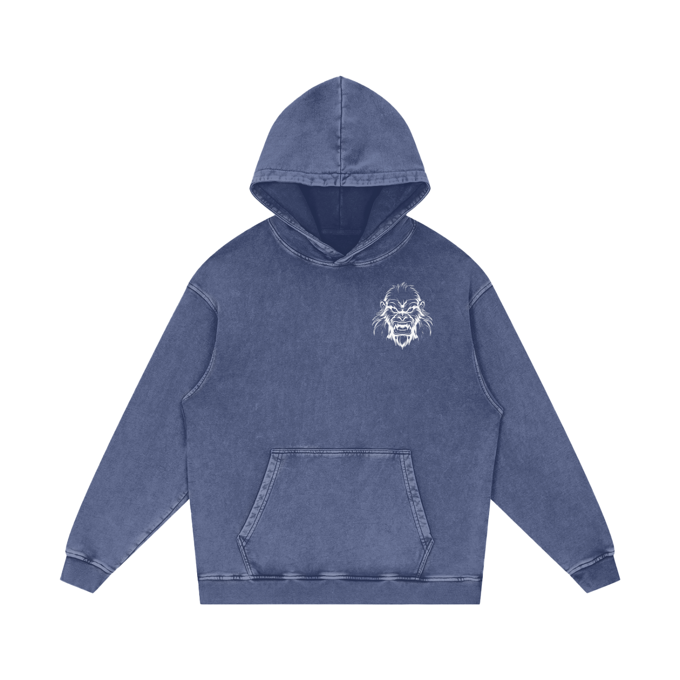 JBZ White Print Acid Wash Oversize Hoodie