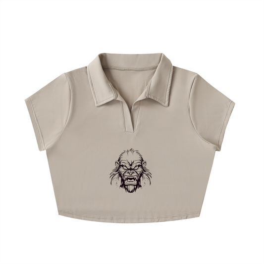 V-Neck Lapel Crop Top
